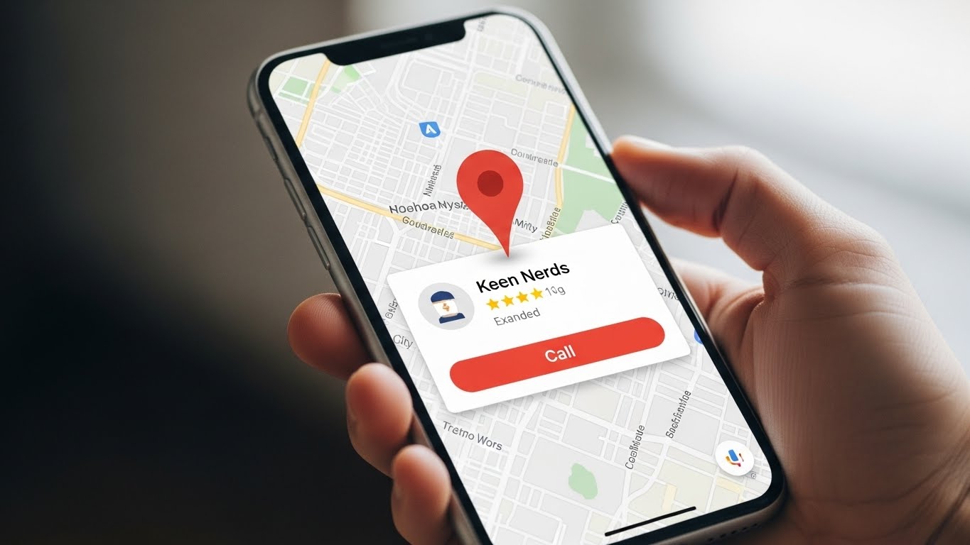 Local business shown prominently on Google Maps with call button visible